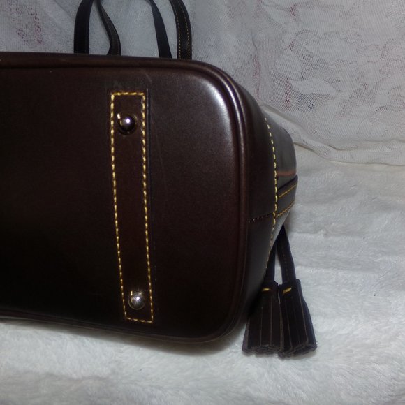 NWT Dooney & Bourke Embossed Leather Double Strap Tassle Shopper -Cognac - Picture 6 of 16